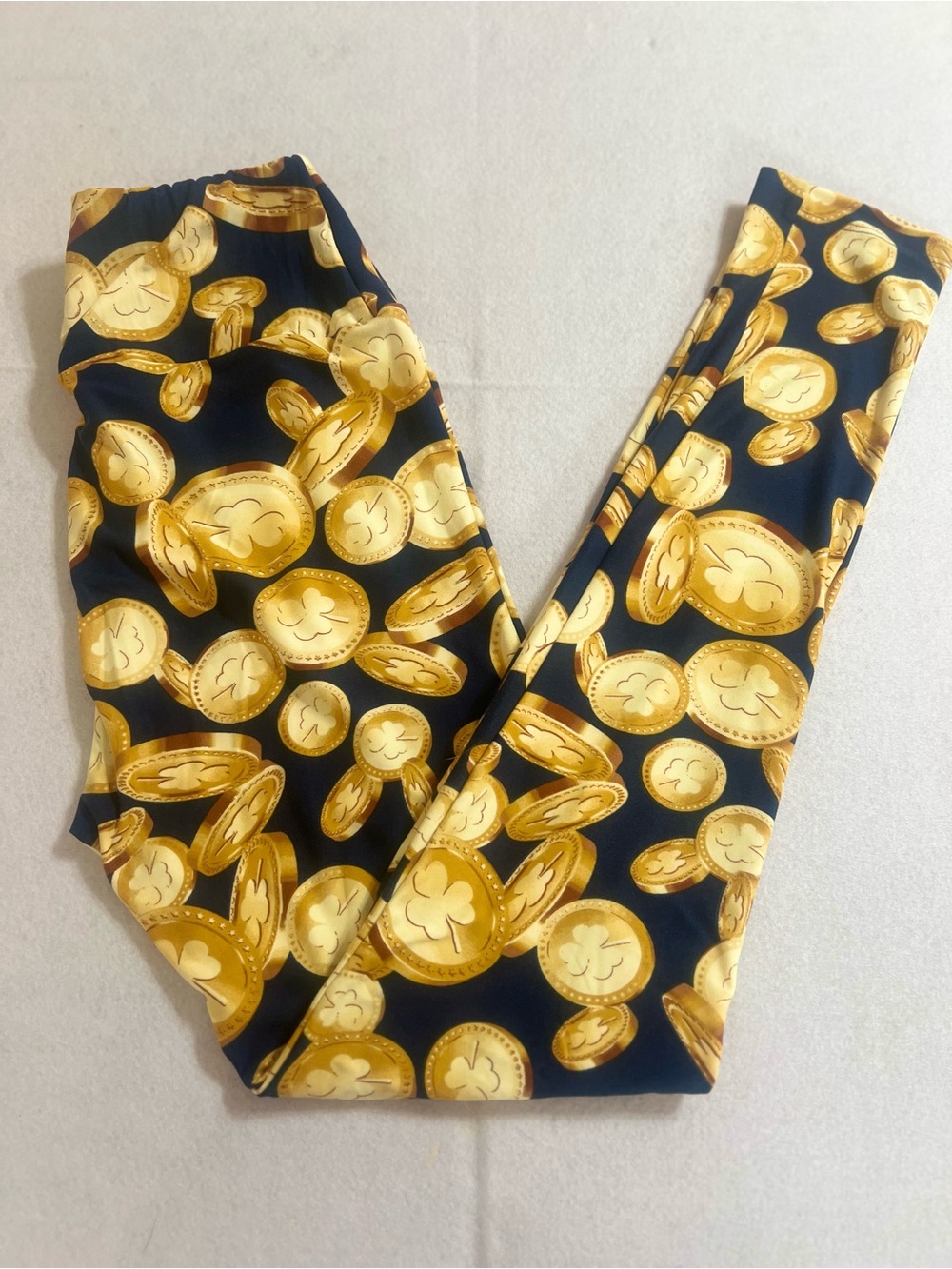 LuLaRoe Black & Gold Coin Print Leggings